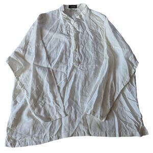 ESKANDAR 100% Linen Boxy Oversize Half Button Lagenlook‎ Vented Tunic Top Size 1